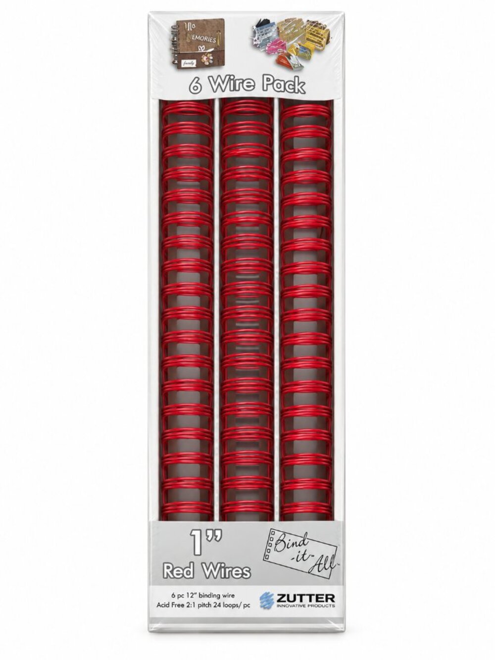 Zutter Bind-It-All 1" Red Binding Wires 6 Pack 2:1 Pitch Bookbinding NWT